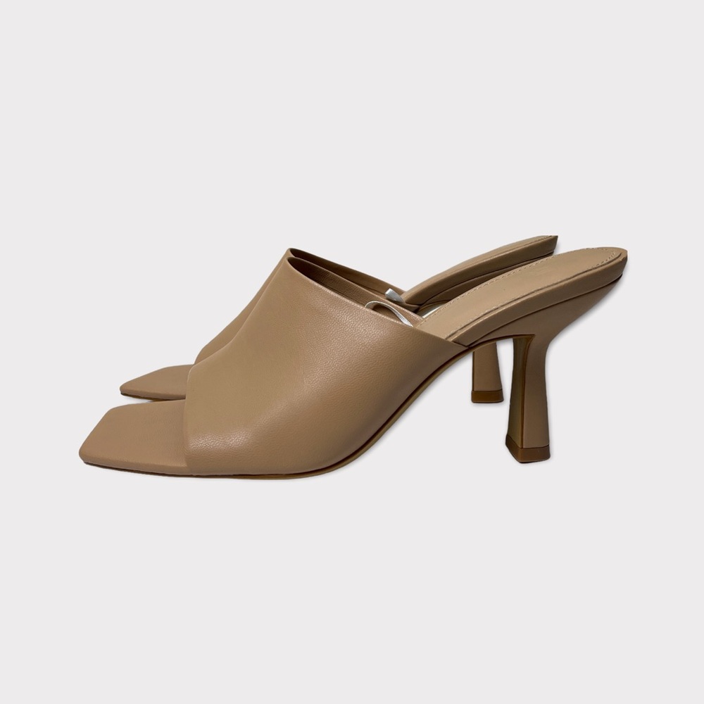 H&M Tan Square-Toe Mule Heels